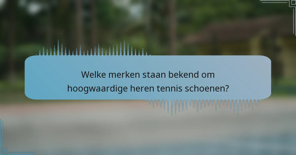 Welke merken staan bekend om hoogwaardige heren tennis schoenen?
